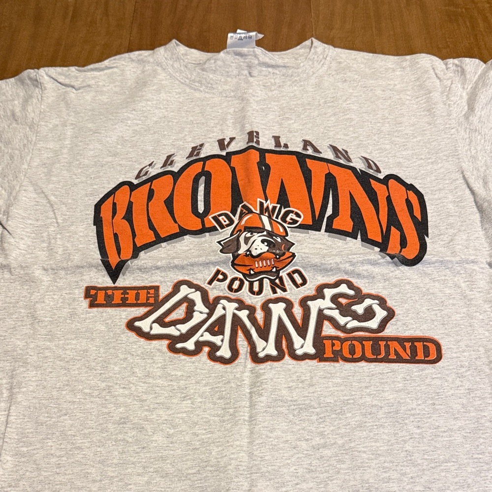 Gray Graphic Tee with Bold Orange & Black Print